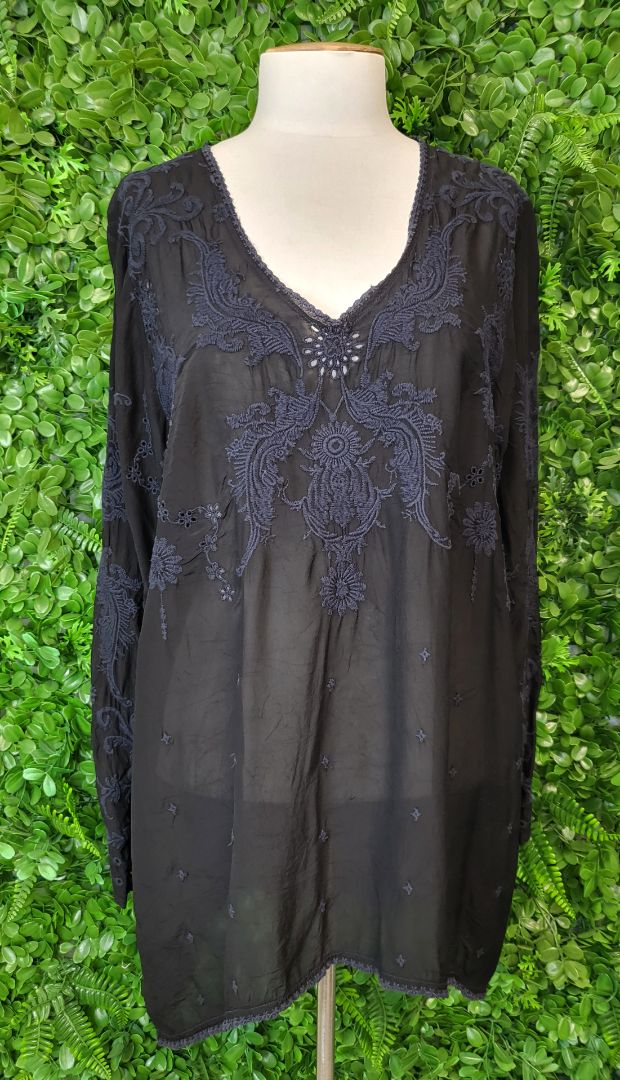 Johnny Was Ink Embroidered Top (12-4)