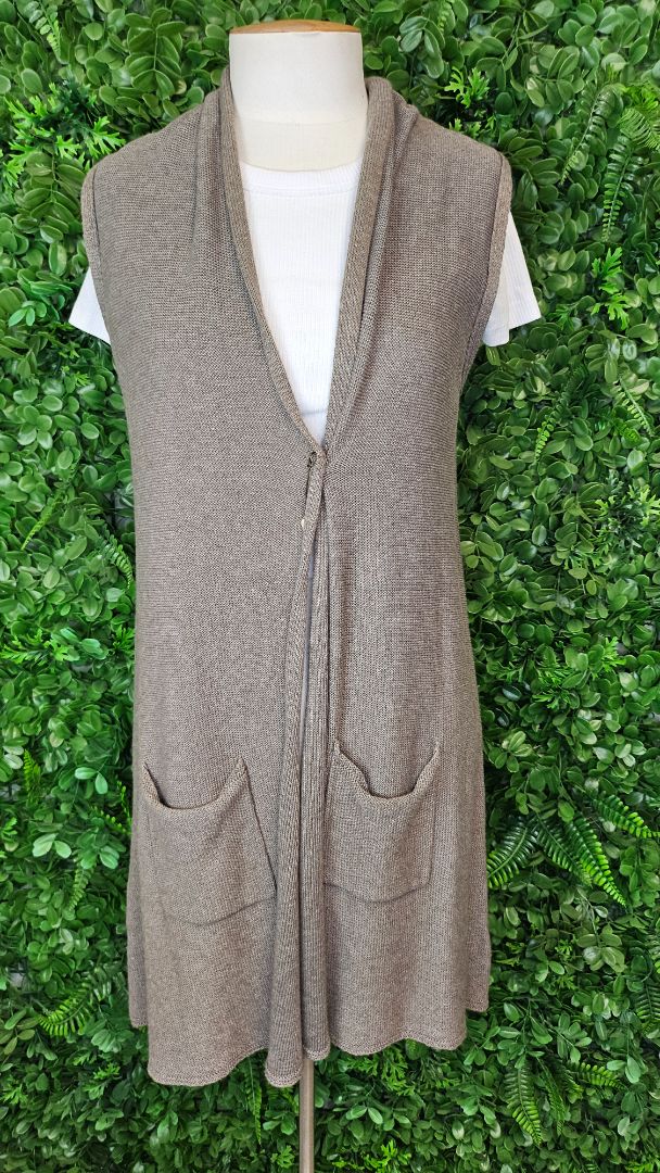 Foil Taupe Longline Vest (10)