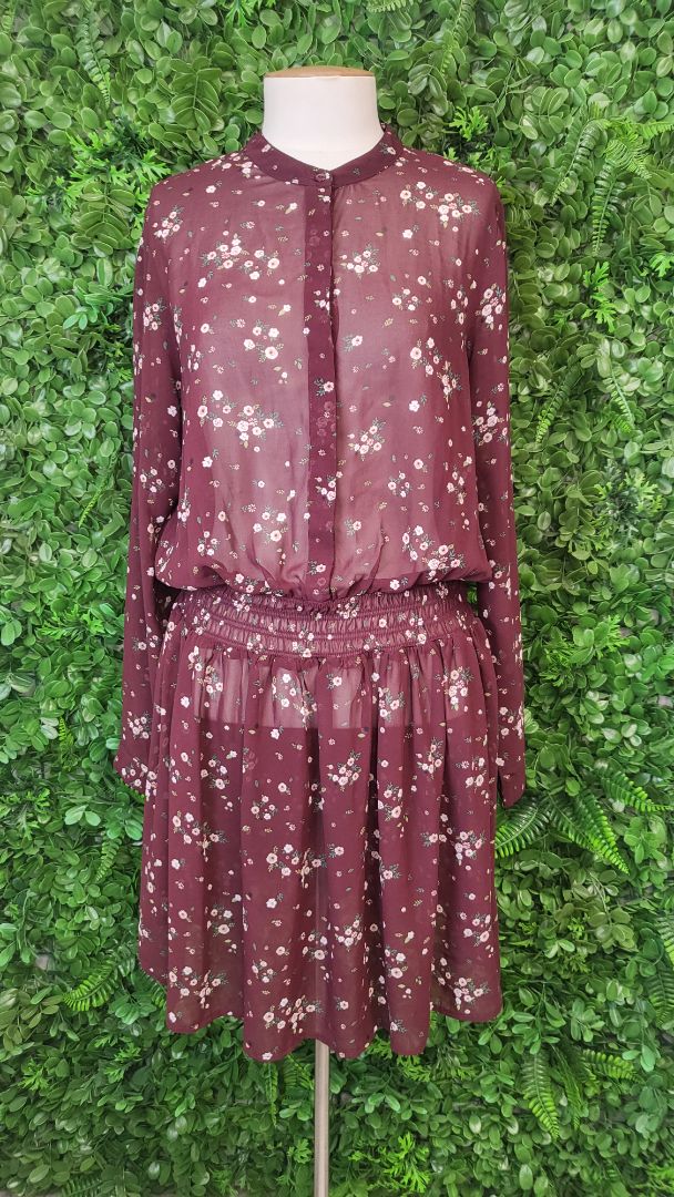 Decjuba Burgundy Floral Dress (10)