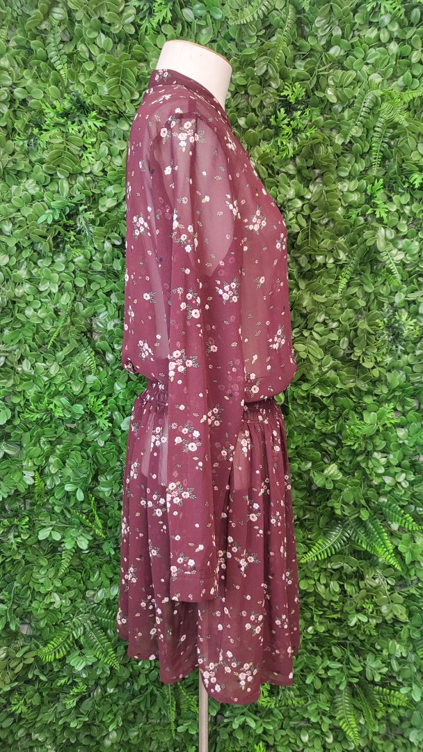 Decjuba Burgundy Floral Dress (10)