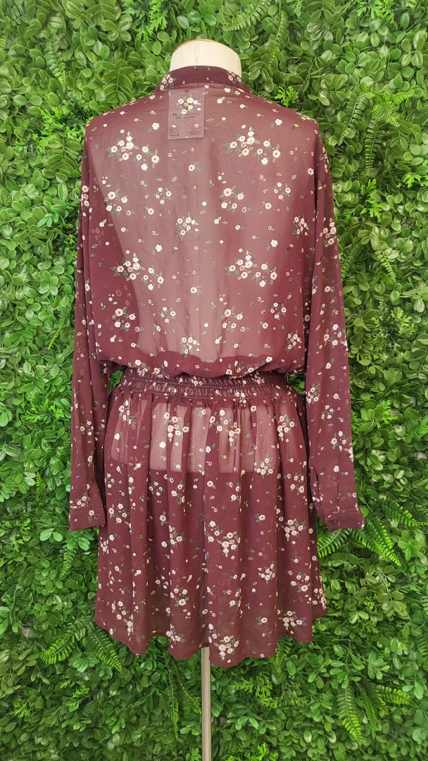 Decjuba Burgundy Floral Dress (10)