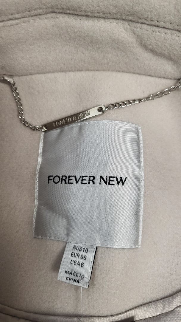 Forever New Oatmeal Single Breasted Coat (10)