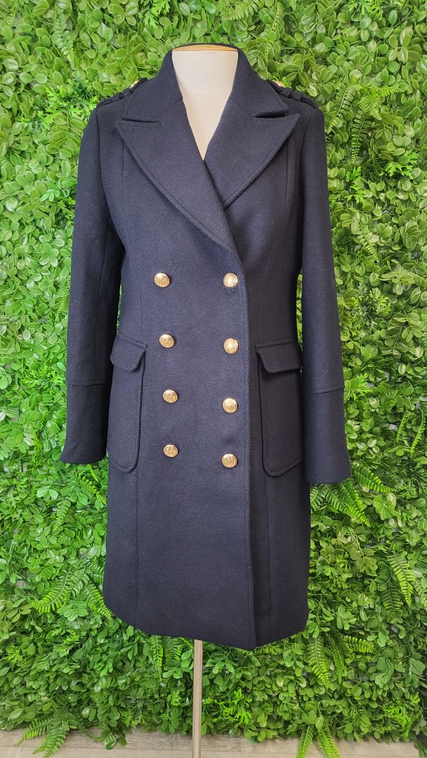 Decjuba Navy Double Breasted Coat (10)