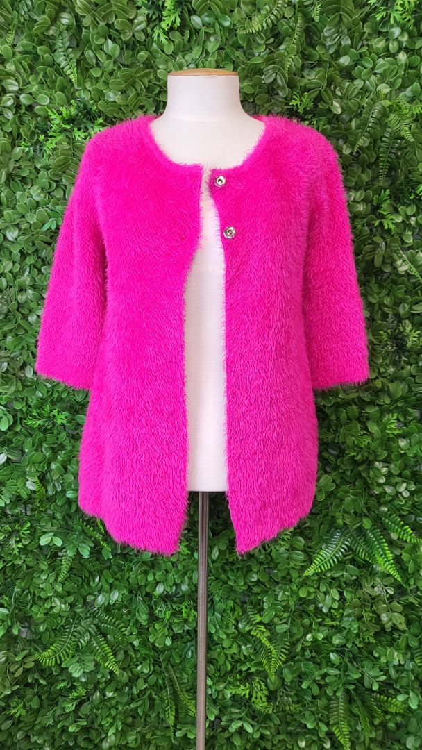 Unknown Hot Pink Fluffy Cardi Knit (8)