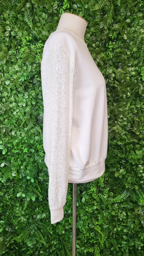 Lounge by Repertoire Cream Sequin Sleeve Top (12)