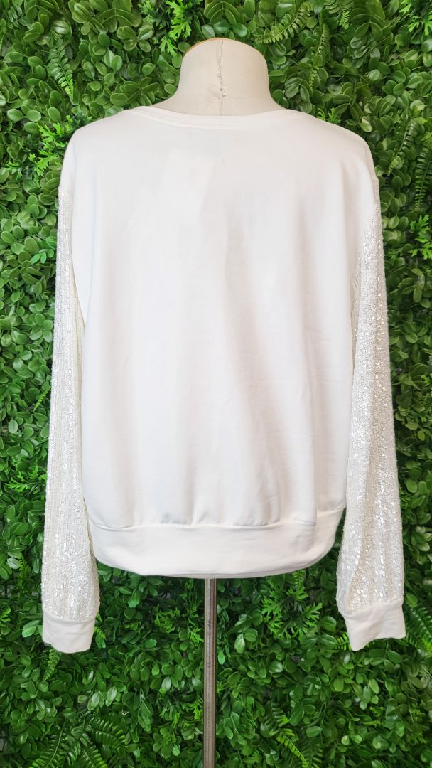 Lounge by Repertoire Cream Sequin Sleeve Top (12)