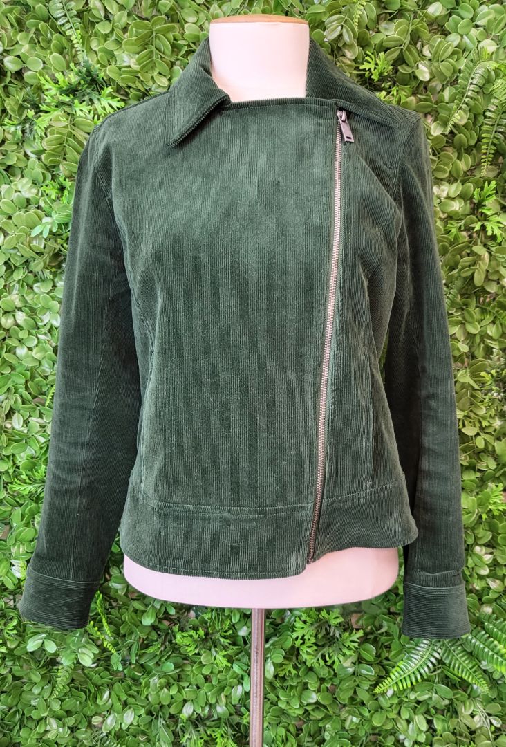 Trenery Green Cord Biker Jacket (8)