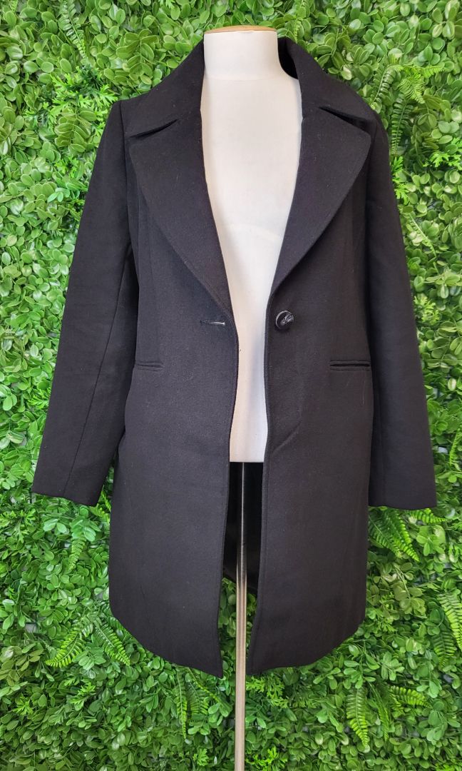 Forever New Black Dress Coat (12)