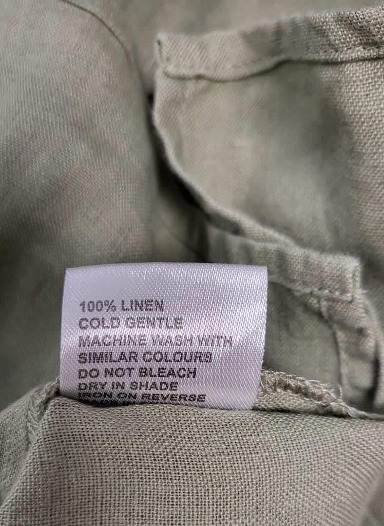 Eb&Ive Moss Ruched Linen Top (12-14)