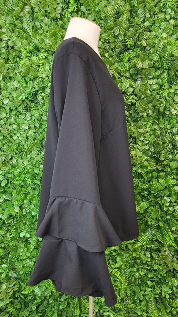 Friday Flamingo Black Flare Sleeve Top (20)