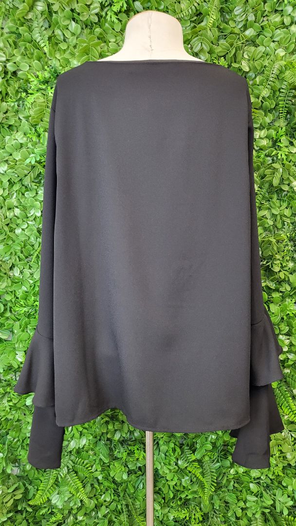 Friday Flamingo Black Flare Sleeve Top (20)