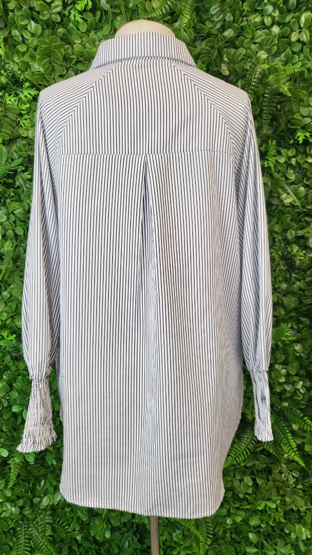 Halo & Hazard Stripe Shirred Cuff Shirt (12)