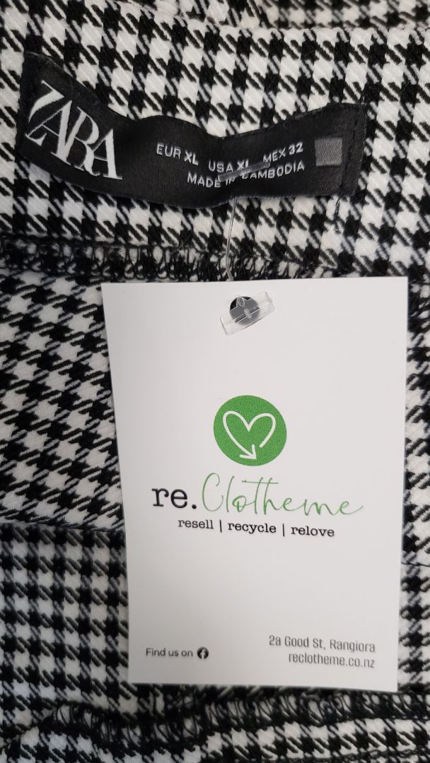 Zara Black/White Check Ponti Pants (14)