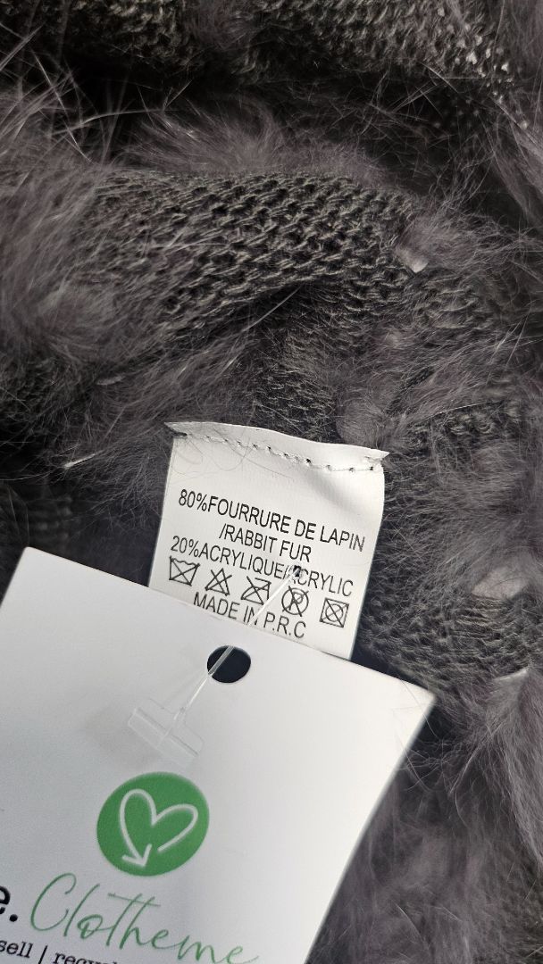 Alice & Lily Brown Rabbit Fur Poncho (O/S)