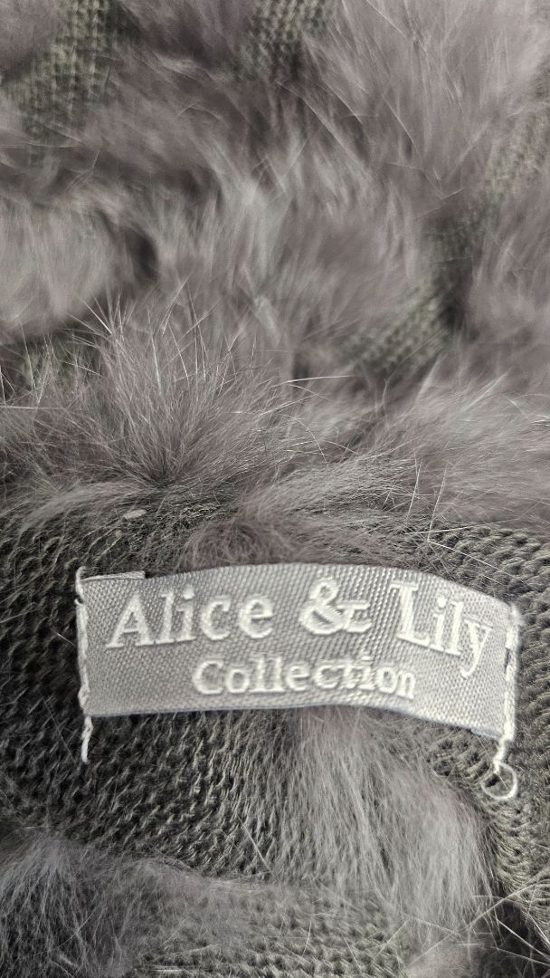 Alice & Lily Brown Rabbit Fur Poncho (O/S)