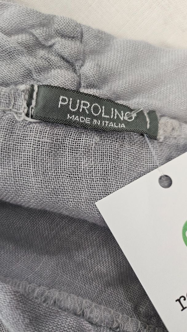 Puro Lino Pale Grey Linen Top (14-16)