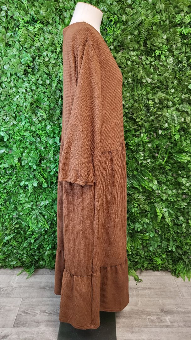 Peace & Promise Brown Textured Dress (14)