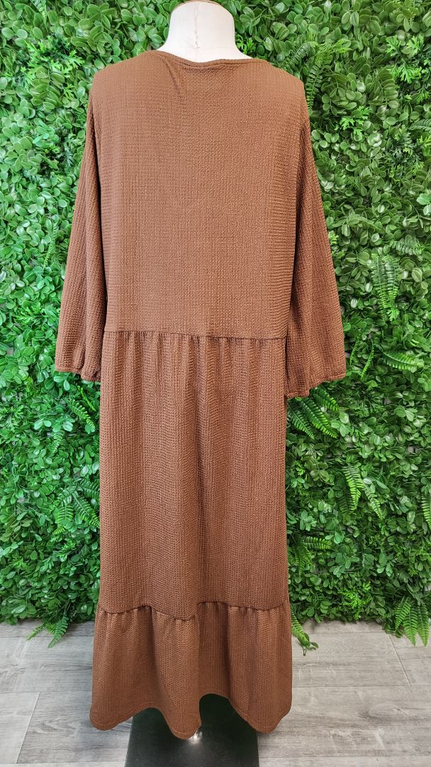 Peace & Promise Brown Textured Dress (14)