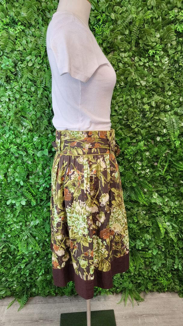 Cue Floral Linen A-Line Skirt (12)