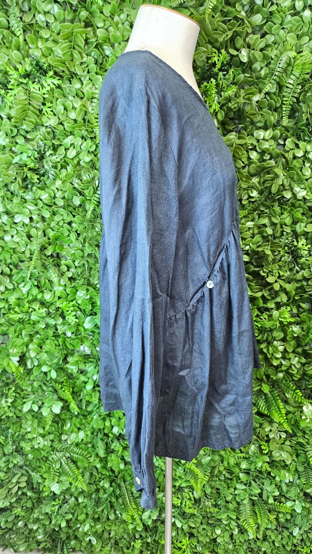 Eb & Ive Petrol Linen Top (14-16)