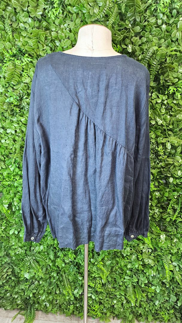Eb & Ive Petrol Linen Top (14-16)
