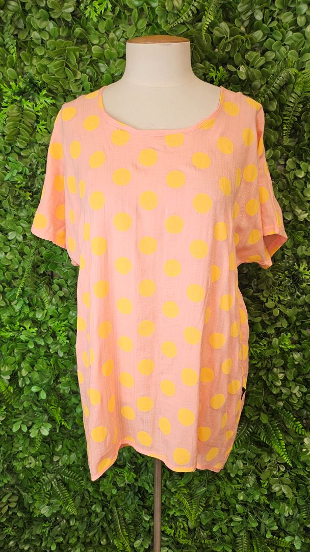 Jellicoe Pink/Yellow Polka dot Top (12-14)