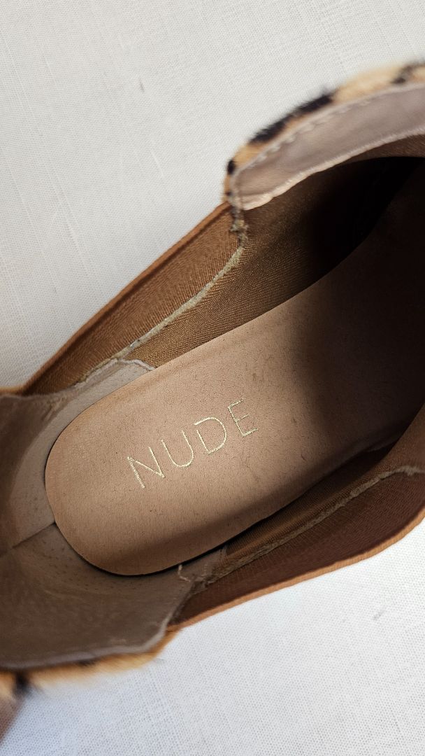Nude Animal Print Ankle Boot (38)