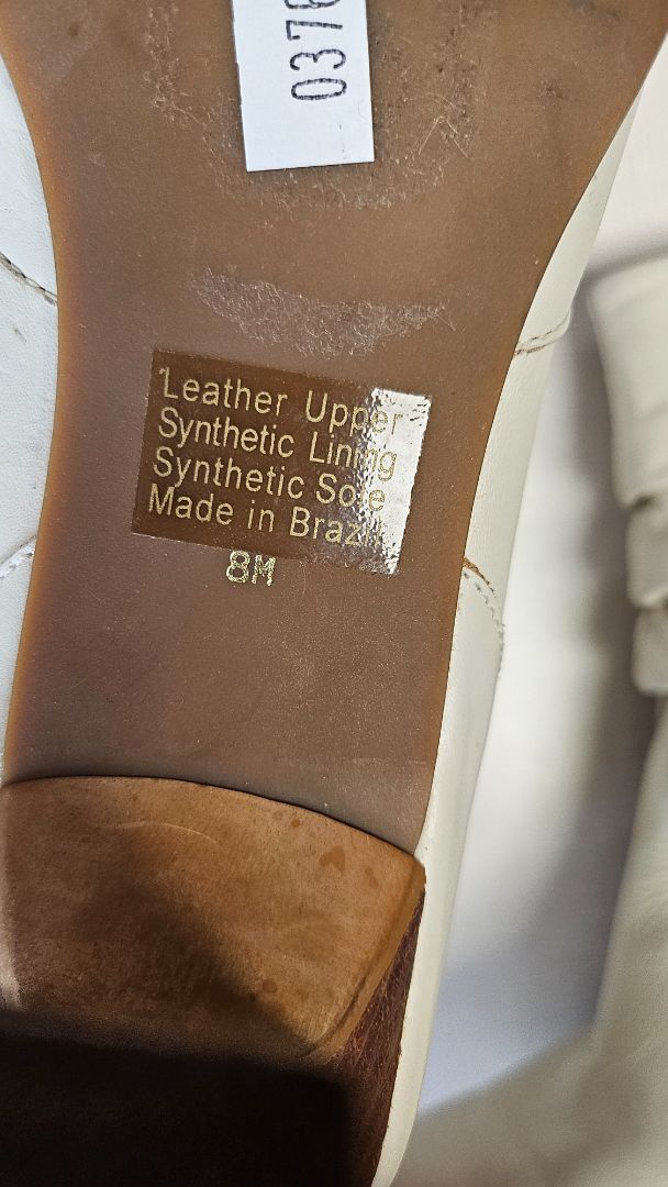 Amanda Smilth Cream Leather Slouch Boot (39)