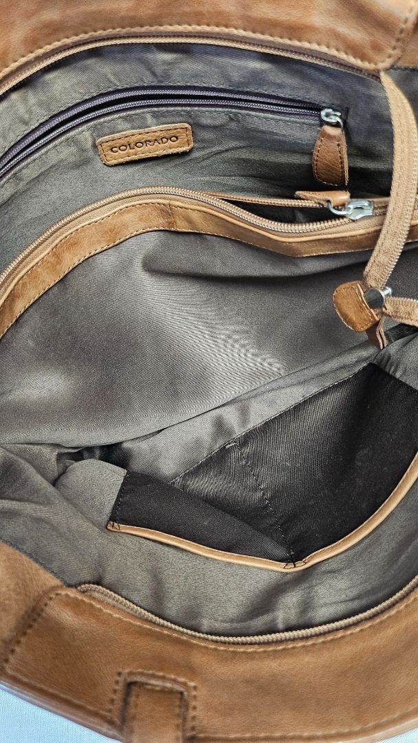 Colorado Tan Leather Tote Bag (42cmx30cmx12cm)