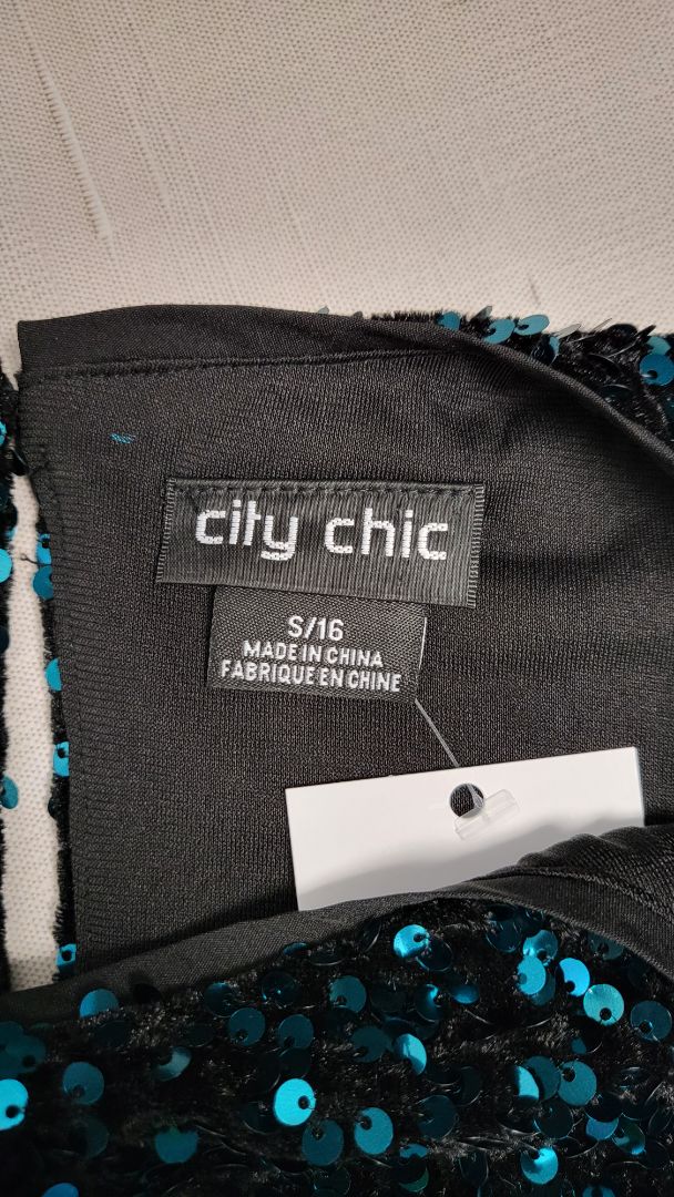 City Chic Teal Sequin Dress (16)
