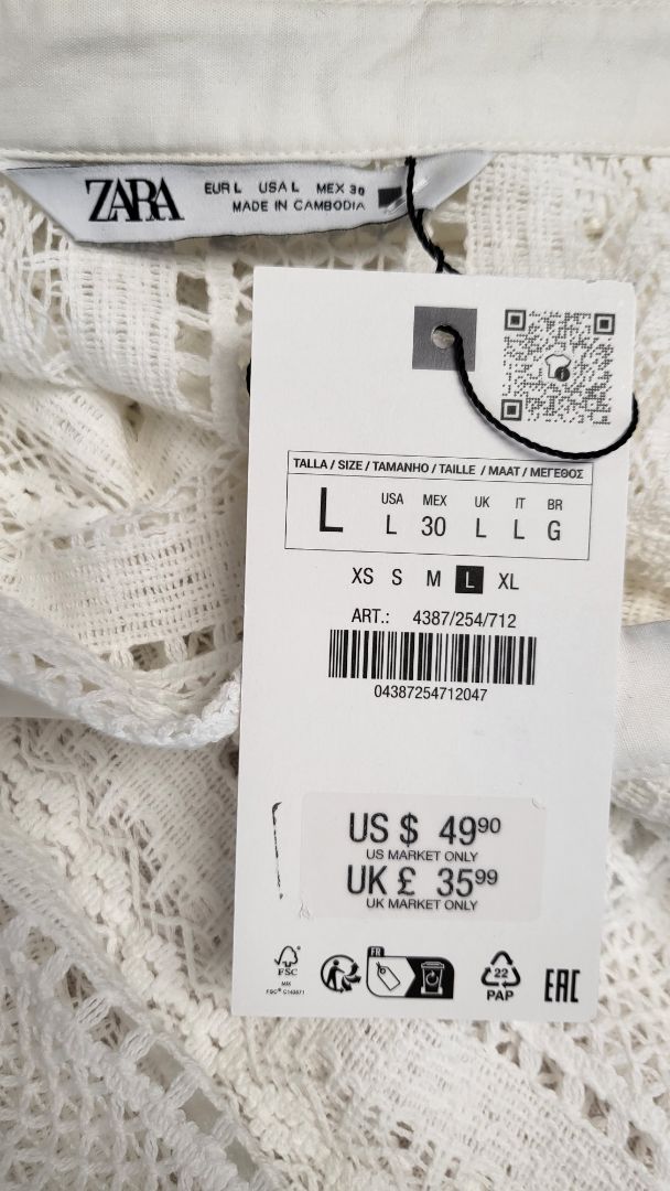 Zara Ivory Lace Shirt BNWT (16)