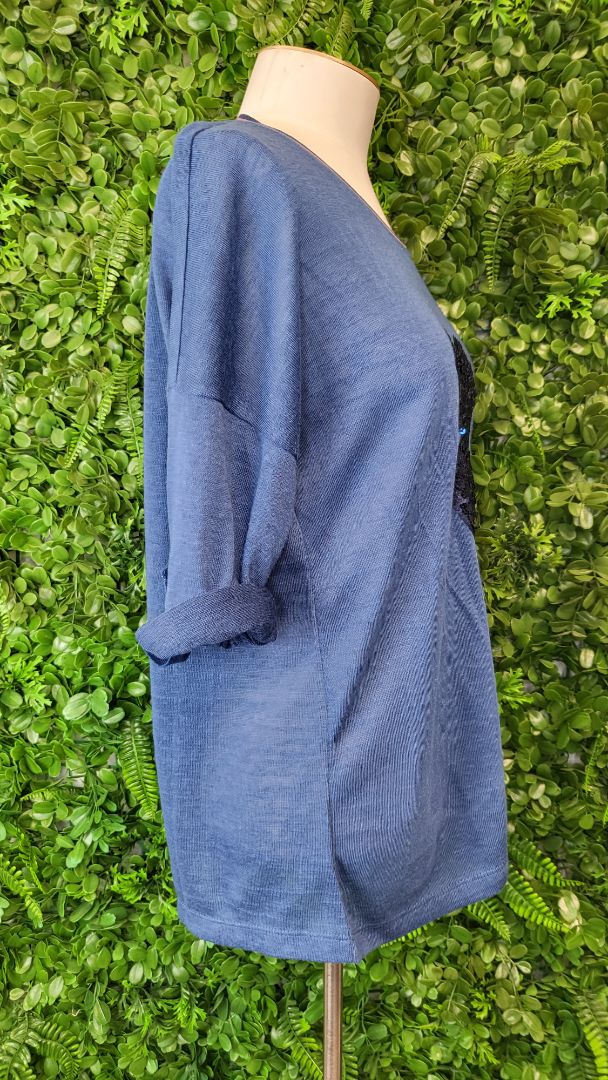 Threadz Blue Sequin Detail Top (10-12)