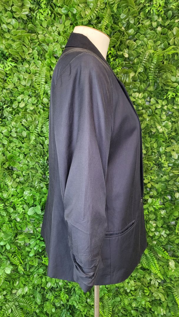 Jacqui.E Navy Ruched Sleeve Blazer (12)