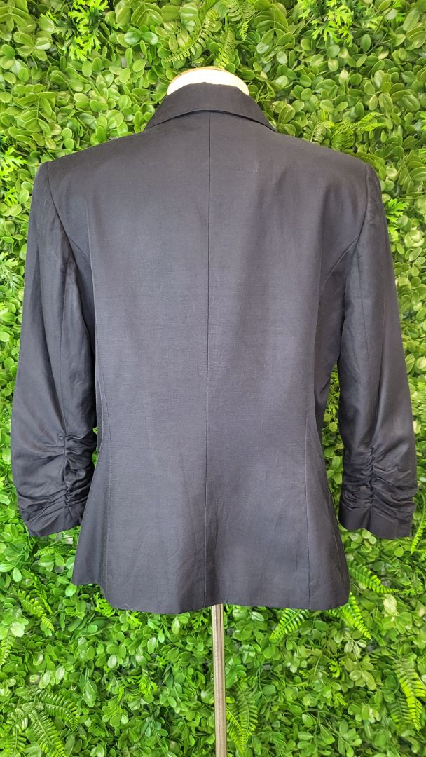 Jacqui.E Navy Ruched Sleeve Blazer (12)