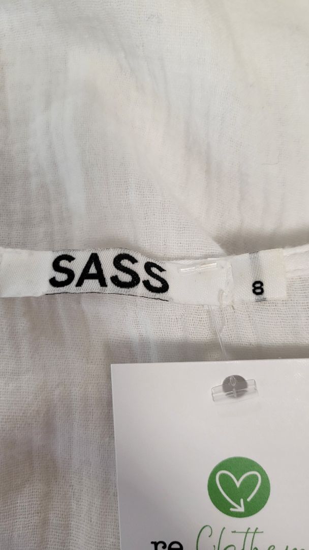 Sass White Cotton Dress (8-10)
