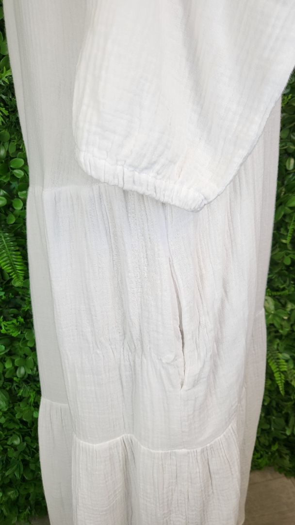 Sass White Cotton Dress (8-10)