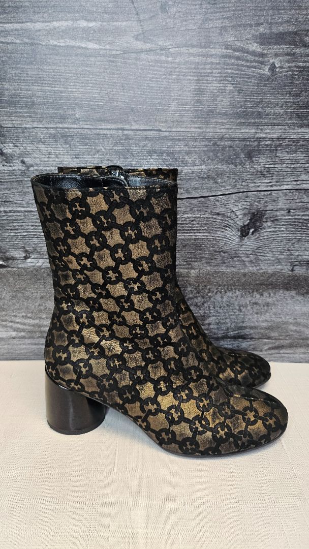 Hogl Black/Gold Suede Print Boot (38)