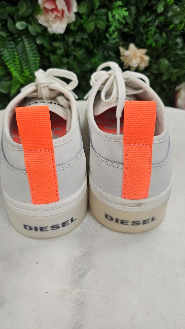 Diesel White Leather Sneaker (38)