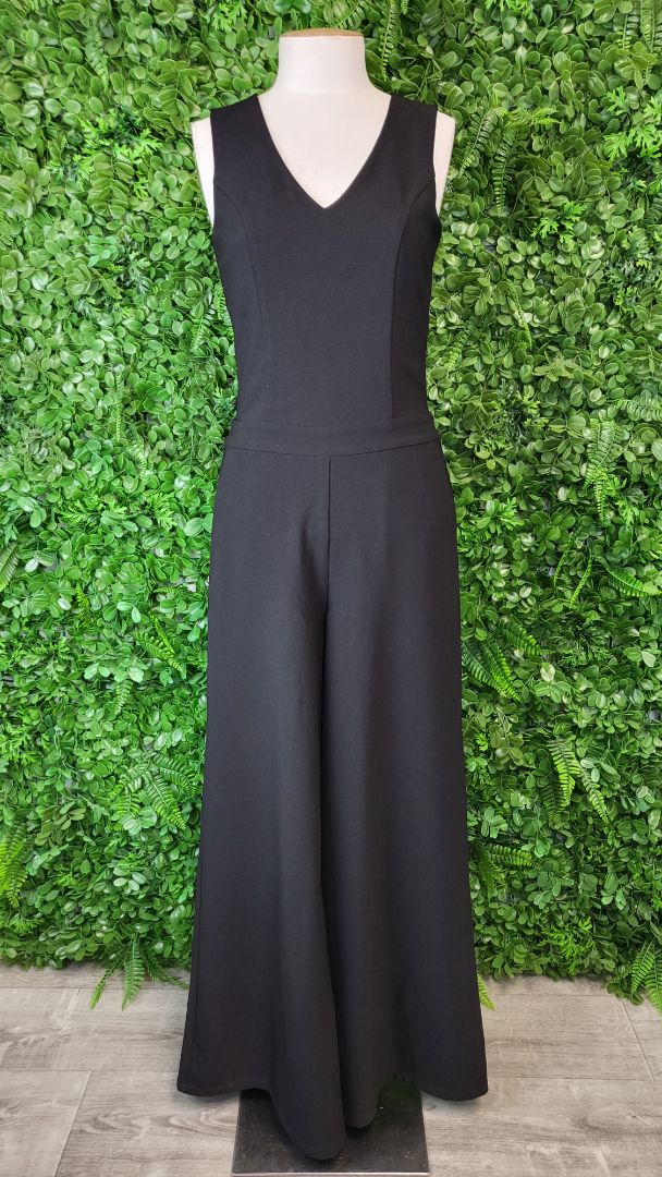 Pink Stitch Black Wide Leg Jumpsuit (6)
