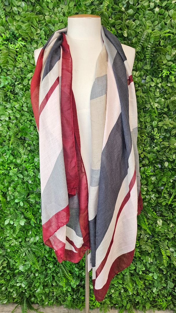 Burgundy, grey, taupe Scarf