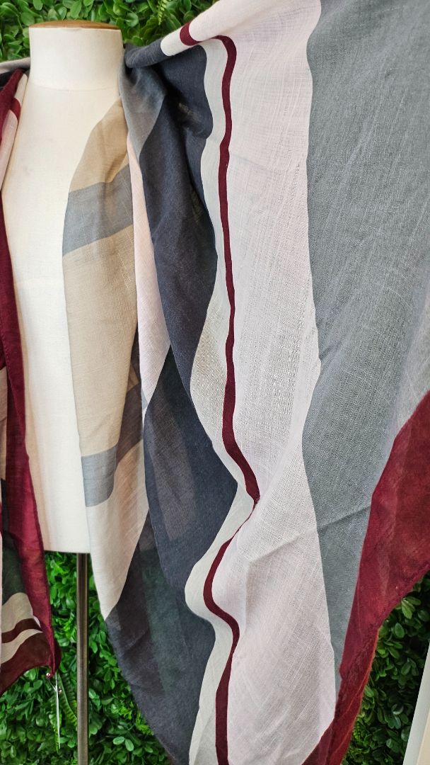 Burgundy, grey, taupe Scarf