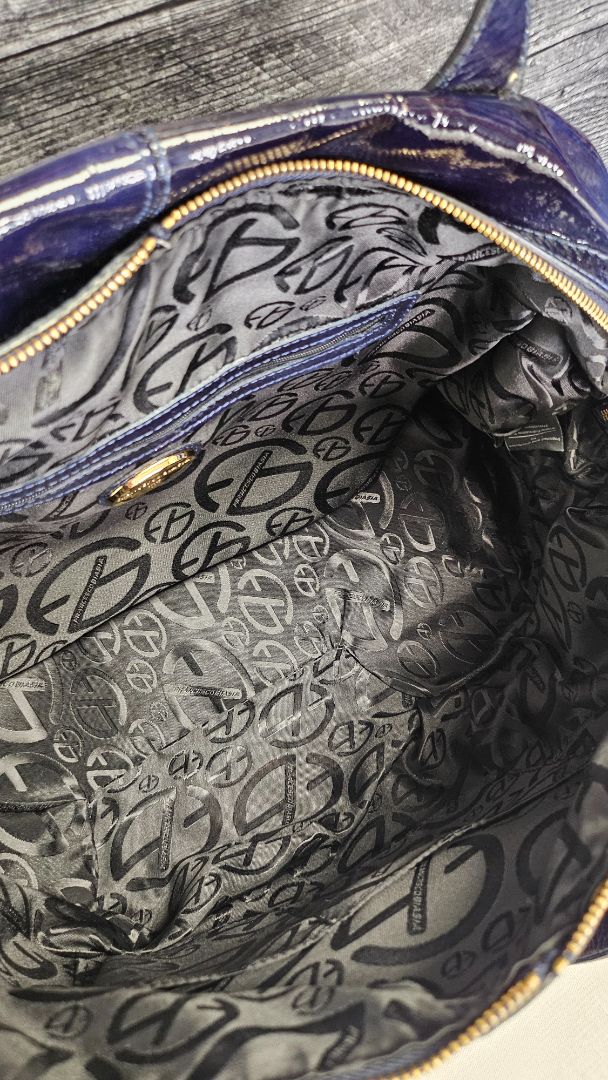 Francesco Biasia Navy Patent Leather Bag (37cmx30x13cm)