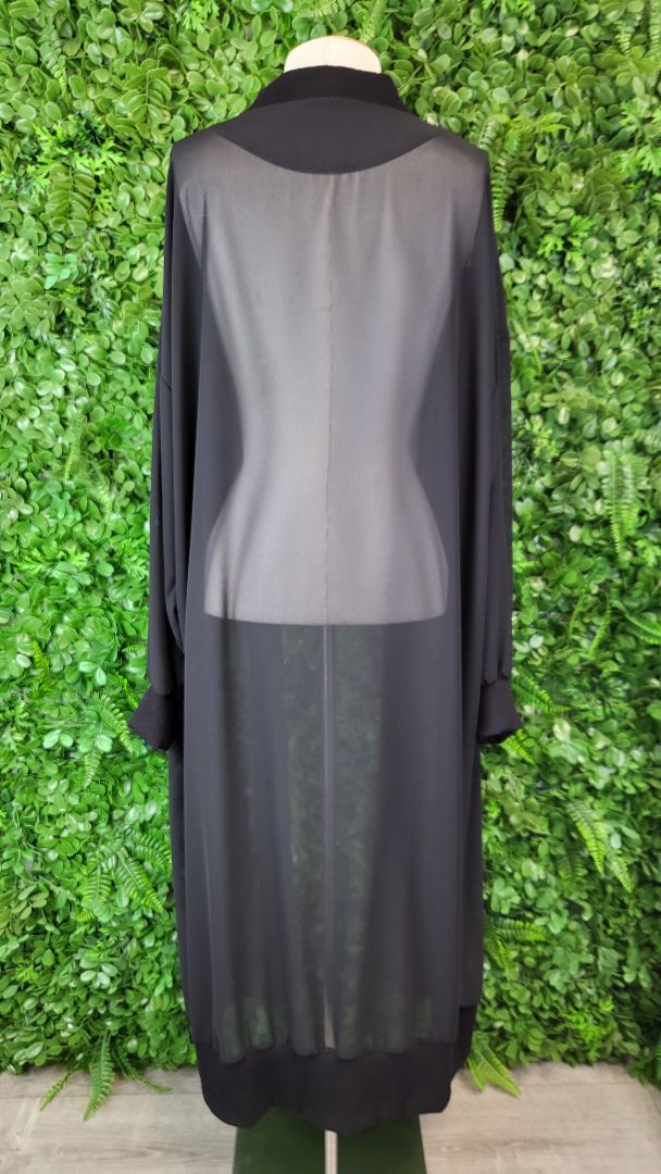 Deanne Hobbs Black Sheer Layering Duster Coat (16-18)