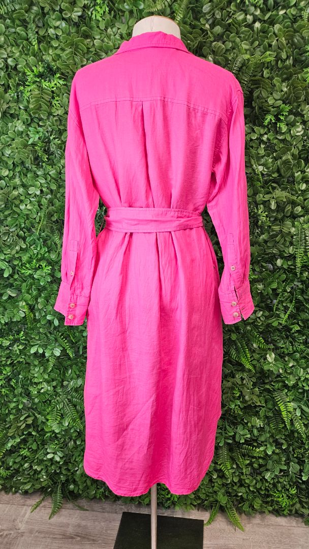 Trenery Fushia Pink Linen Blend Dress (8)