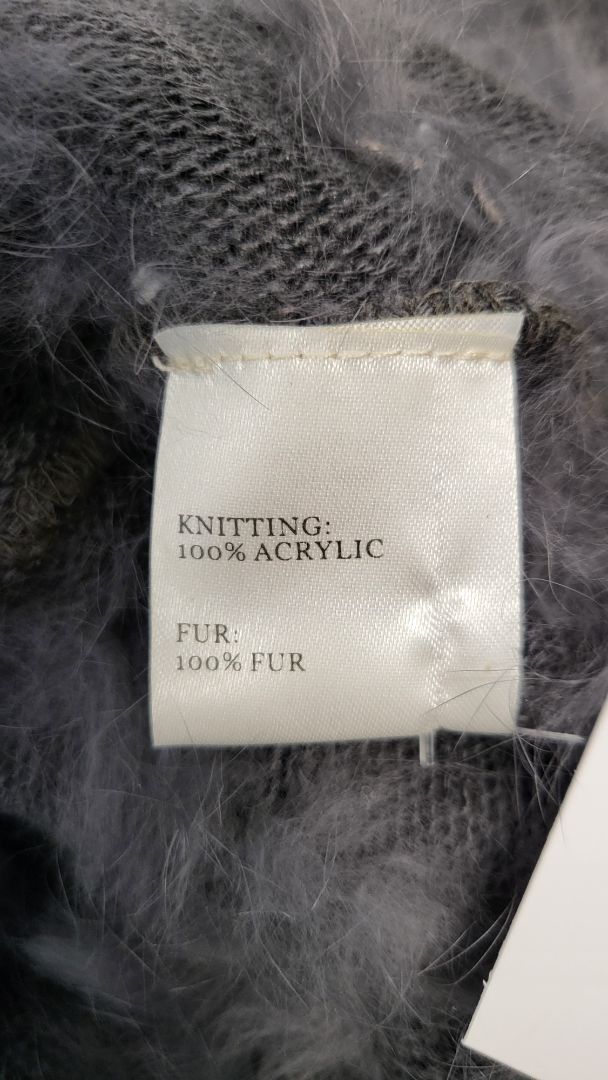 Random Grey Rabbit Fur Poncho (8-14)
