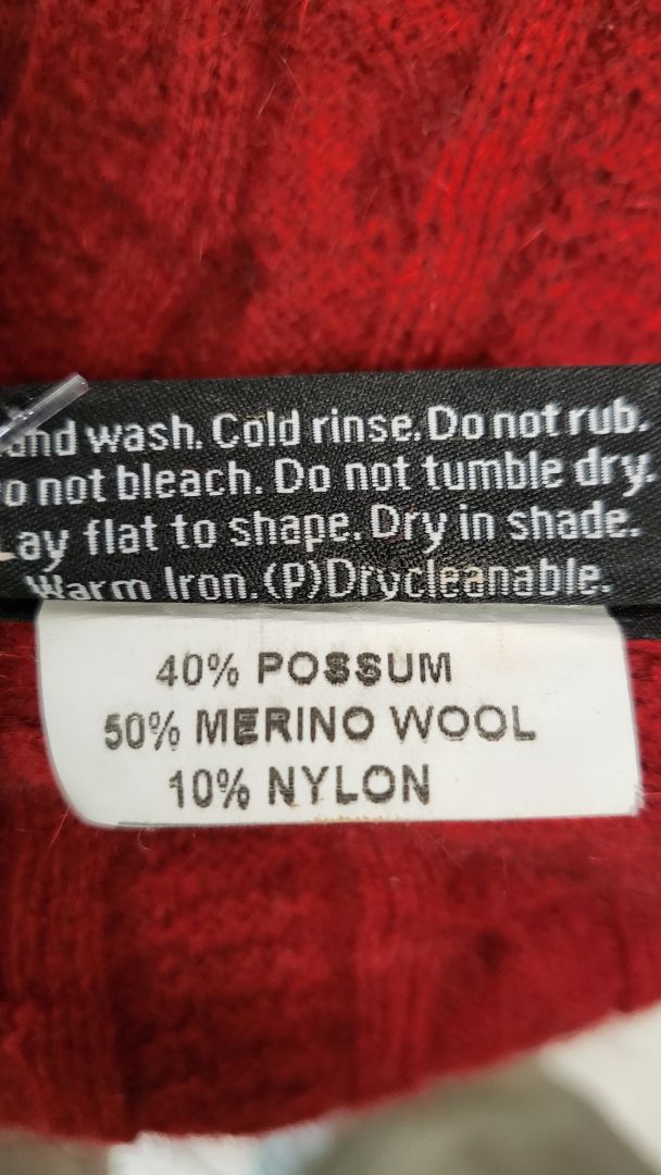 Possumdown Red Possum/Merino Poncho (8-16)