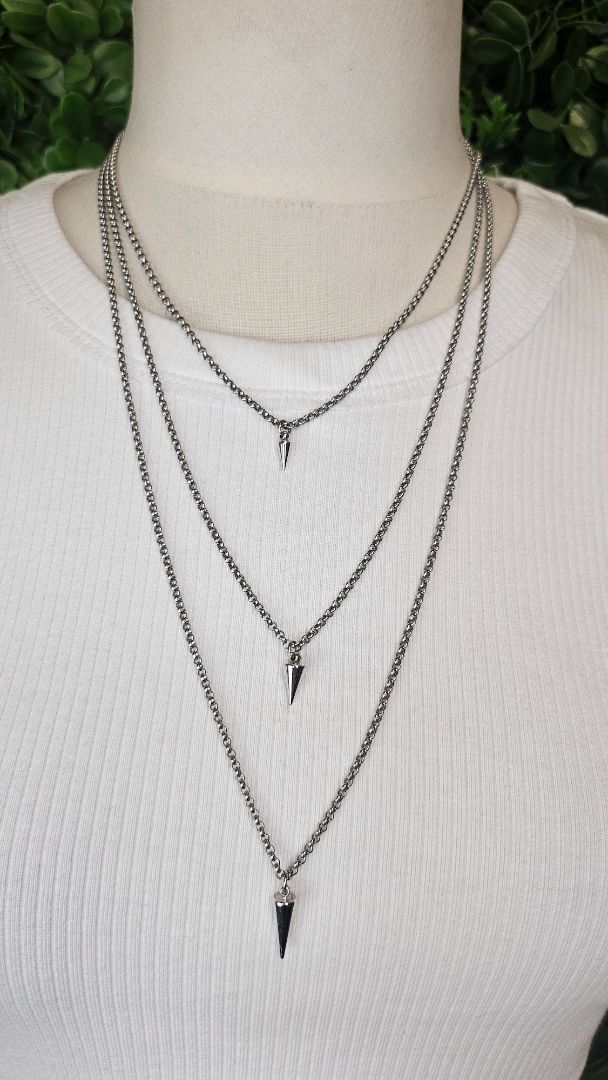 Silk & Steel Silver Layered Necklace
