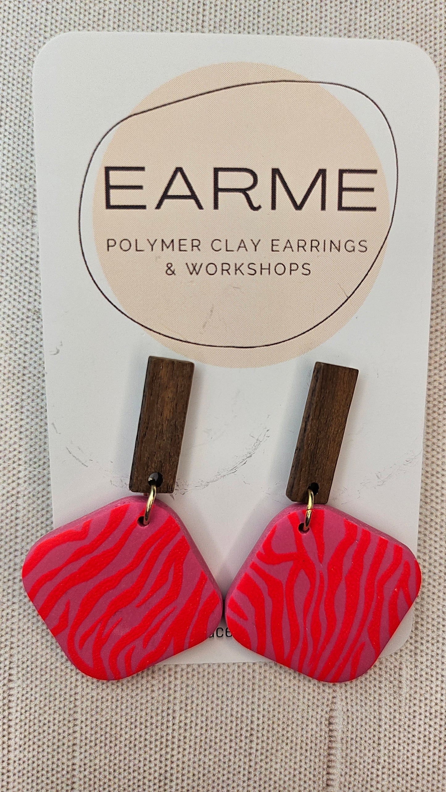 Earme Pink Zebra Earring BNWT