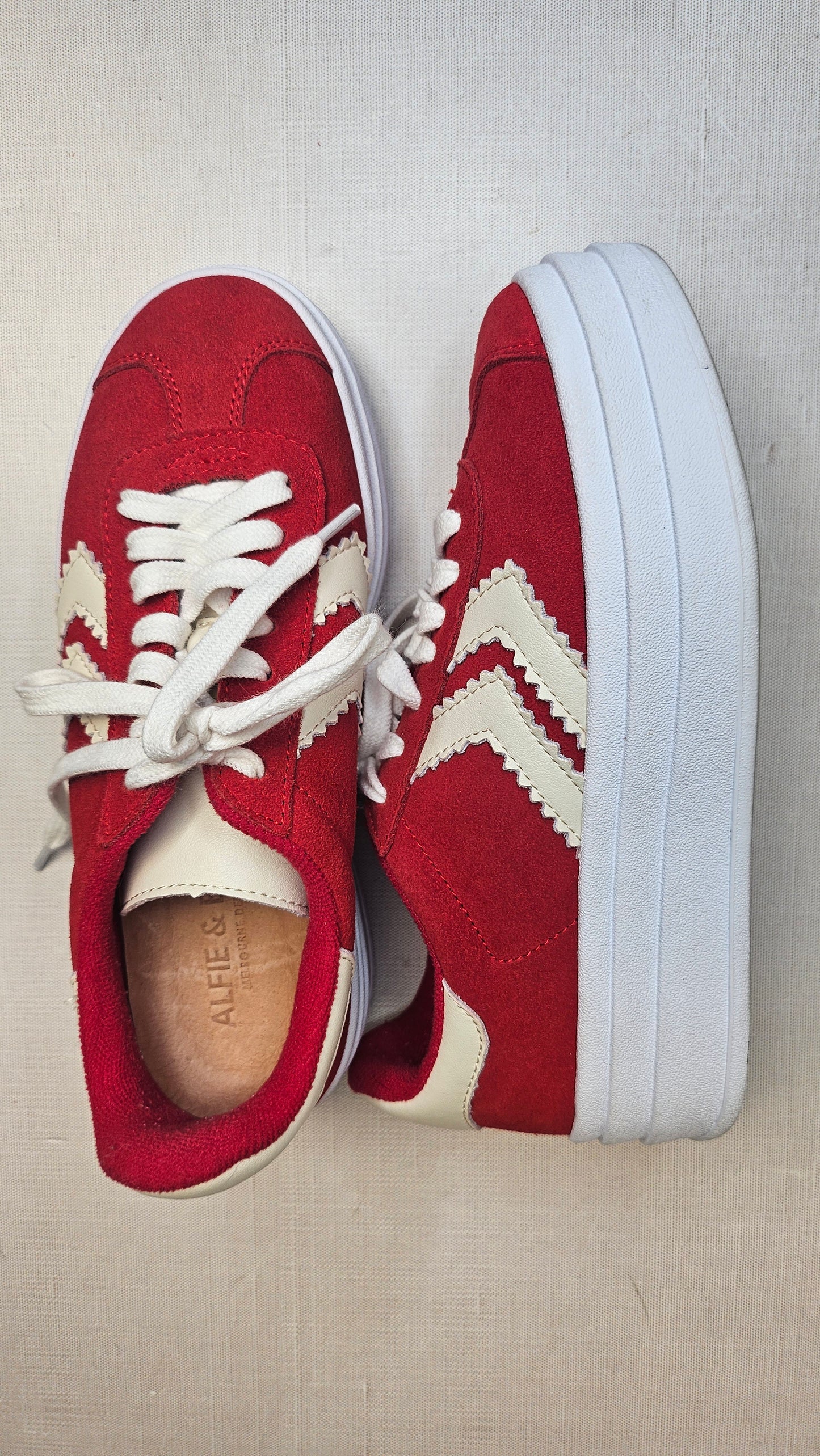 Alfie & Evie Red Suede Sneakers (36)