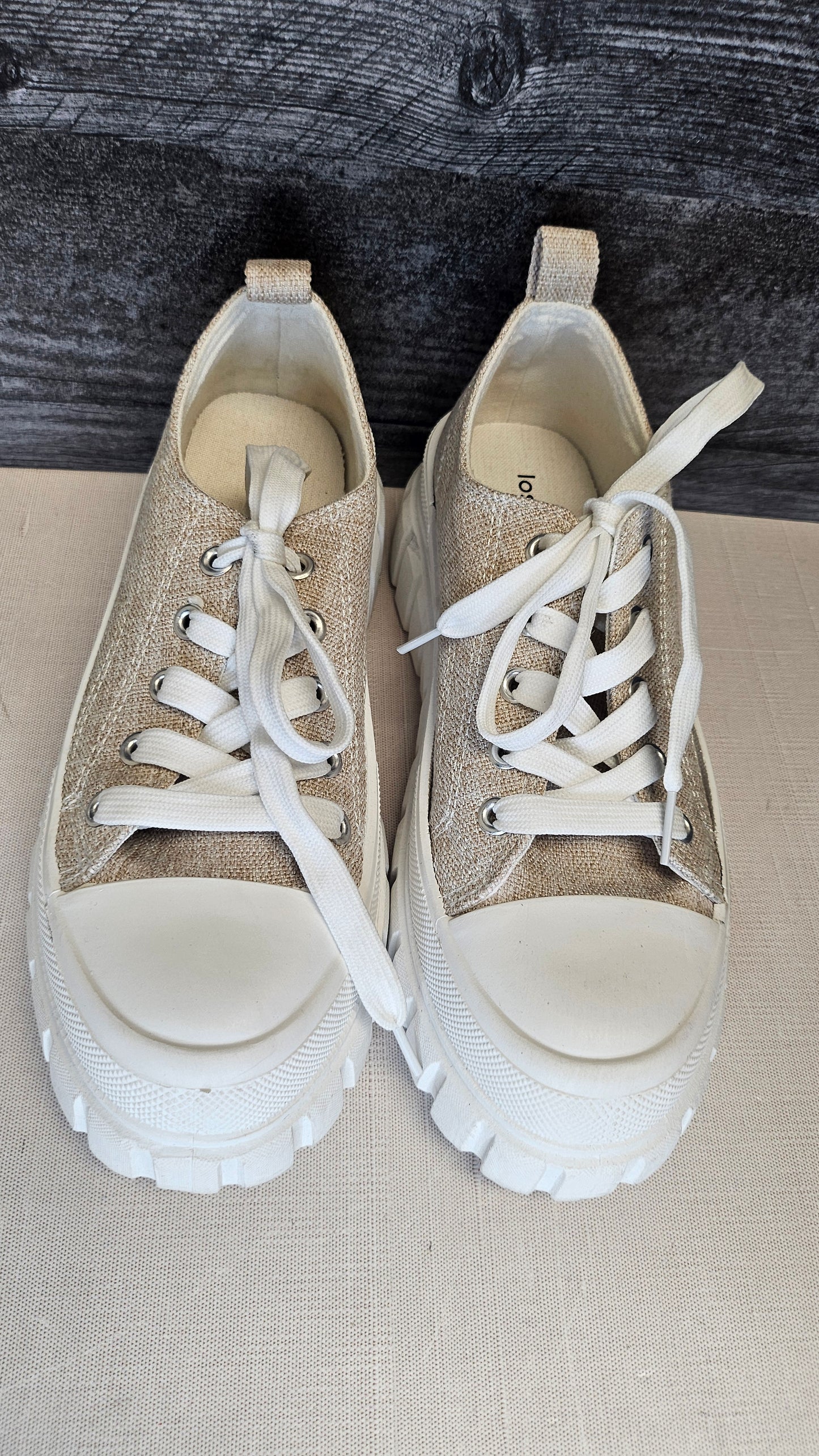Los Cabos Neutral Canvas Sneakers 36